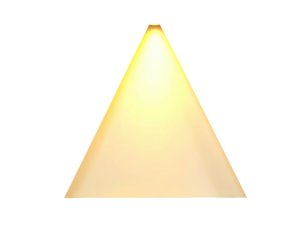 Illuminated, yellow triangle shape on a black background, with a gradient effect