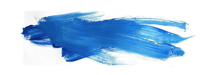 Blue paint stroke on white backdrop, use in graphic design & arts