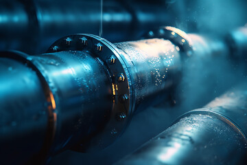 Fototapeta premium 水滴が付着した金属パイプ 産業の安全と技術を象徴する構図