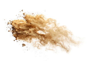 A cloud of beige particles suspended mid-air, with a soft, textured, and grainy effect