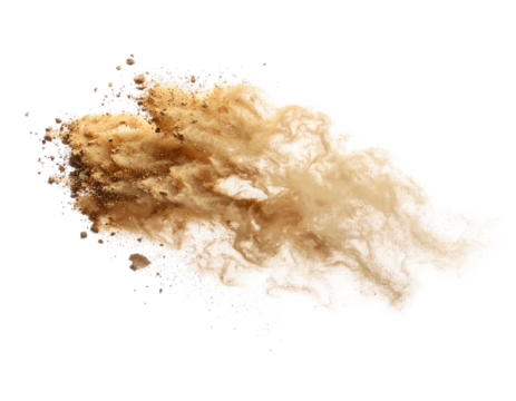 A cloud of beige particles suspended mid-air, with a soft, textured, and grainy effect