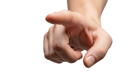 Index finger reaching to touch, indicate action, isolated on white background, cut out