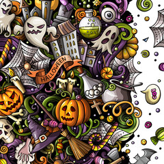 Obraz premium Happy Halloween cartoon funny border design