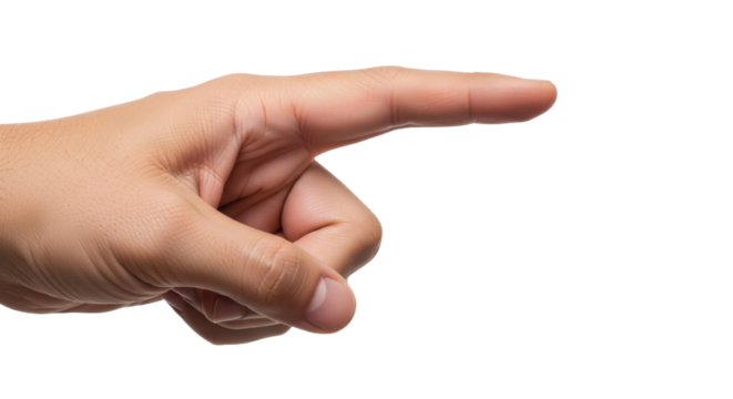 Index finger reaching to touch, indicate action, isolated on white background, cut out