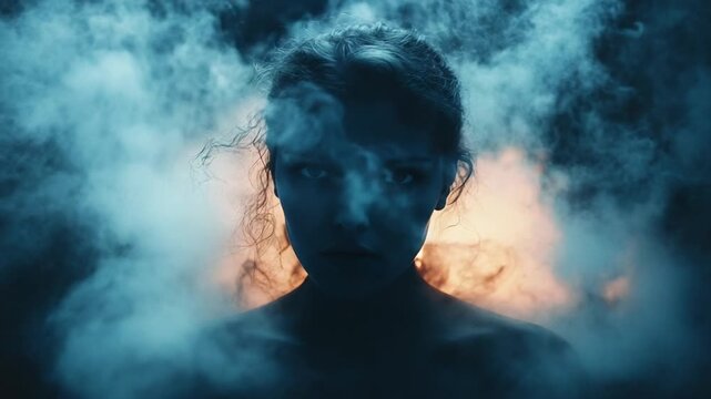 Mysterious Figure in Smoke - A Portrait of Shadow and Light.