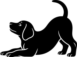stretching dog silhouette vector illustration