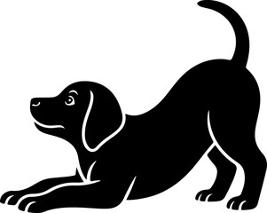 stretching dog silhouette vector illustration