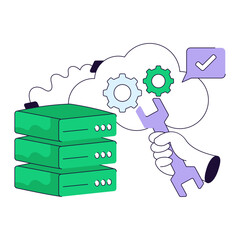 A unique design illustration of cloud server setting