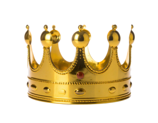 Golden, ornate headwear, a symbol of royalty, stands isolated against a black backdrop