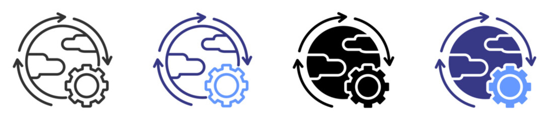 globalization icon set multiple style