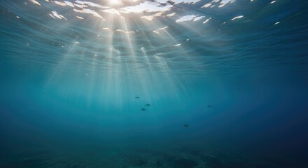 Fototapeta premium Sunlight streams through the clear blue ocean water, illuminating the depths below