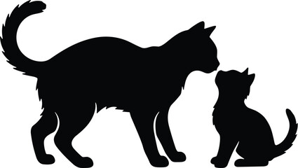 The Gentle Bond of a Mother Cat and Kitten SilhouetteThe Gentle Bond of a Mother Cat and Kitten Silhouette
