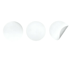 Three white circular shapes on a black background, one with a folded corner, suggesting a sticker