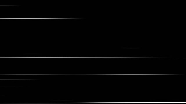 4K comic book speed lines motion background - Seamless looping. Horizontal line motion graphic with alpha channel. Cartoon speed line animated on transparent background..