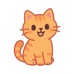 Classic Orange Tabby Cat Sticker Sitting with Open Mouth Smile