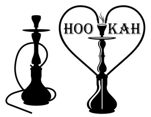 hookah for smoking and relaxation black silhouette cartoon stock vector illustration isolated on white background
