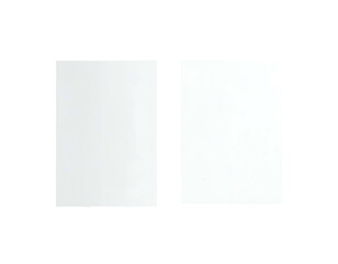 Fototapeta premium Two white rectangular cards, side by side, against a deep black background