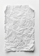 Obraz premium Crumpled blank paper. Flat lay on white. Mockup, background texture, presentation