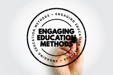 Engaging Education Methods text stamp, concept background