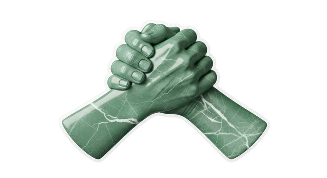 Clasped hands sculpture isolated on transparent background