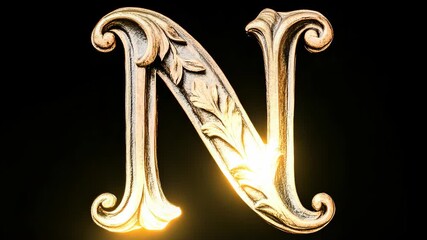 A symbol of initials or a decorative element with dual metallic tones