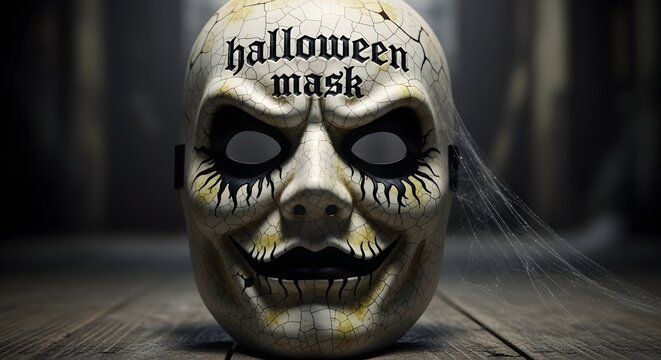 Creepy Halloween Mask Cracked Texture Scary Face Evil Mask Festive Costume