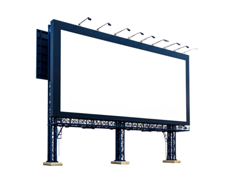 Large outdoor display structure featuring a blank screen for advertising and communication