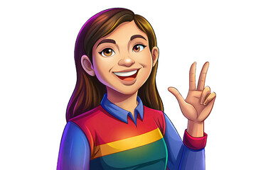 young deaf woman smiling and communicating in sign language, promoting inclusion, awareness, and respect for the deaf community