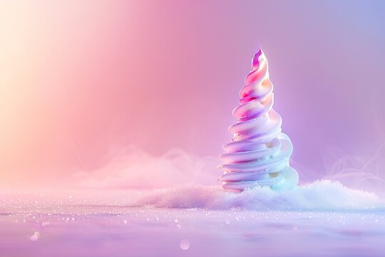 Decorative Christmas Tree, Spiral Design on Fluffy Surface with Blurred Background - Powered by Adobe