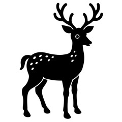 Deer Silhouette Vector Cut File for Christmas Craft on White Background