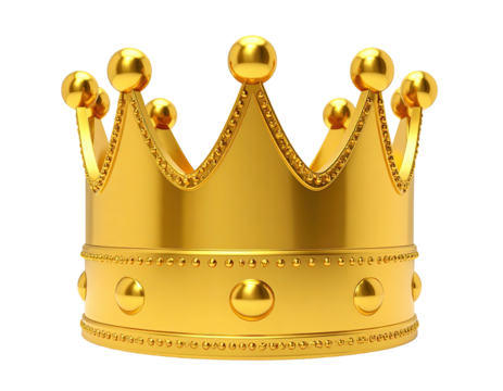 A gleaming, regal golden crown, intricate details, isolated on a transparent background - Powered by Adobe