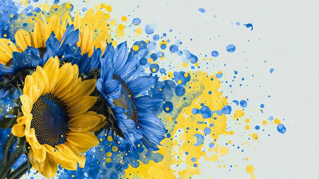 ukraine concept. yellow and blue flowers, congratulations 