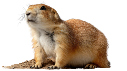 Prairie Dog’s Contemplation: A charming prairie dog pauses, gazing upward with an air of curiosity against a clean backdrop.  Its fur is rich, the expression intelligent.
