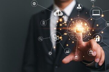 Businessman using modern technology for business and financial transactions