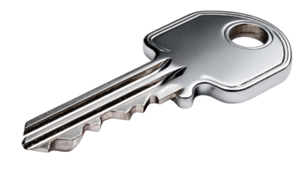 Key to Unlock Security: A close-up view of a shiny, silver key, symbolizing access, security, and the opening of possibilities.