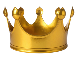 A shiny, golden crown fit for royalty, rendered on a transparent background
