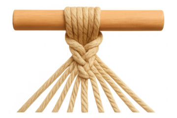 Rope macrame knotting creating hanging hammock design