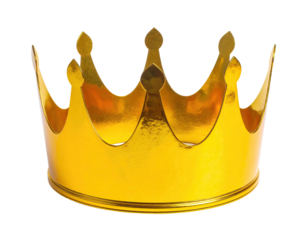 A simple golden crown for celebration, cut-out against a black background