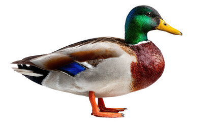 Obraz premium Dazzling Duck: A majestic duck, resplendent in its vibrant plumage, exudes an air of tranquility.