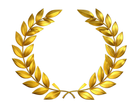 A golden laurel wreath, a symbol of victory and achievement on a black background