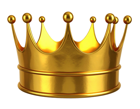 Rendered golden royal headwear with rounded top spikes on a transparent backdrop