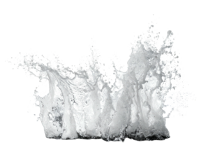 Isolated photograph of a dramatic, upward surge of liquid, resembling a breaking wave