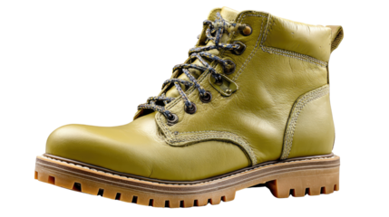 Golden Boots' Robustness: A detailed studio shot of a leather boot showcasing craftsmanship and durability. It reflects quality and adventure with its sturdy design.