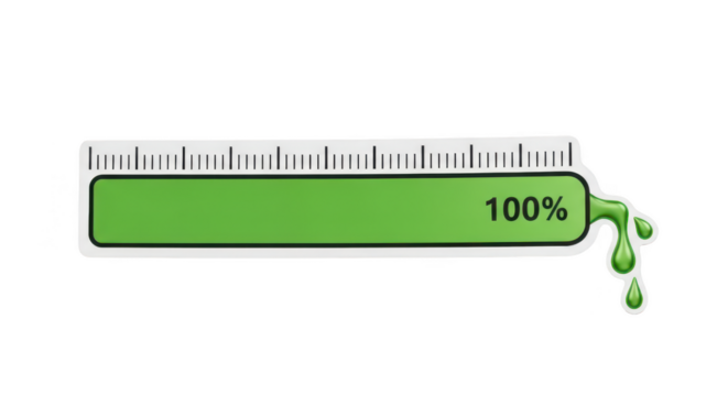 Green progress bar at 100 load isolated on transparent background