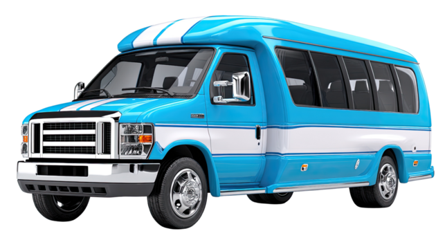 Modern Tour Bus in Motion: A vibrant, eye-catching tour bus stands out with its dynamic design, ready to transport passengers on exciting adventures, symbolizing the spirit of exploration and travel.