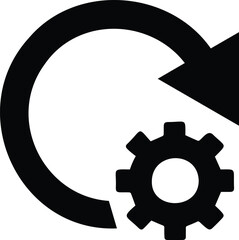 Gear with Circular Arrow Silhouette Vector Icon