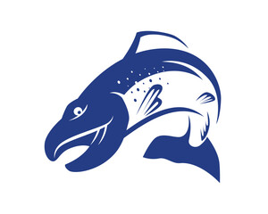 Trout Fish with Jumping of the Water Gesture Illustration