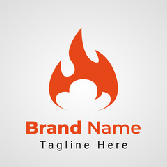 Fire Cloud Logo, combination of clouds and fire icon