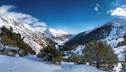 Mountain Views In Andorra On A Sunny Winter Day