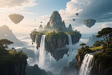 Floating Mountain: Waterfall Kingdom of Fantasy